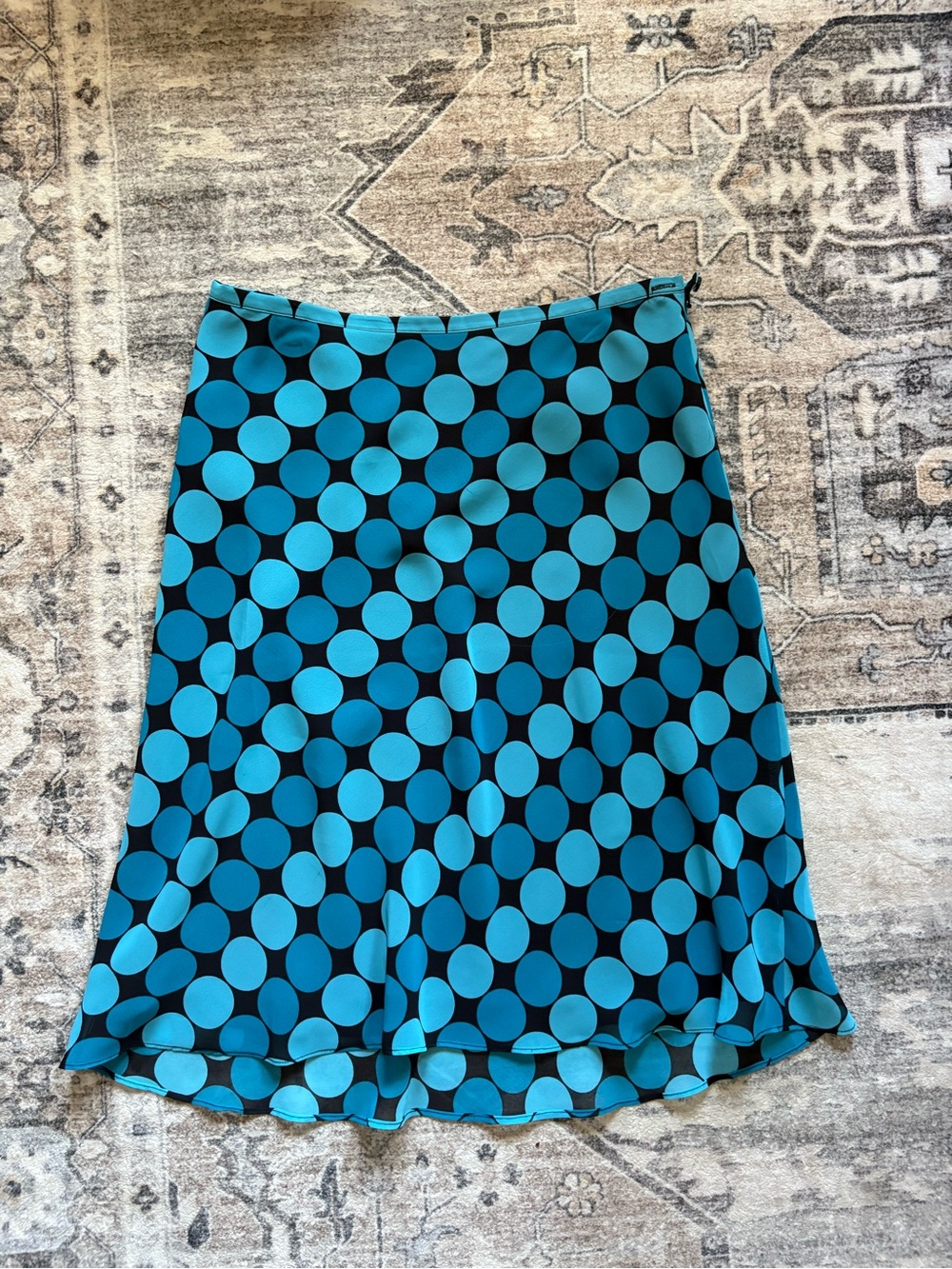 Vintage Y2K 90s blue polka dot skirt phoebe buffay size 6